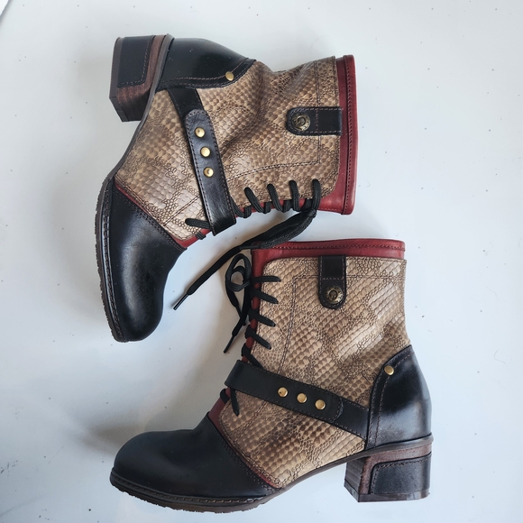 L'artiste Spring Step 'Cashew' 3 Tone Leather Ankle Boots Size 36 - Picture 1 of 10